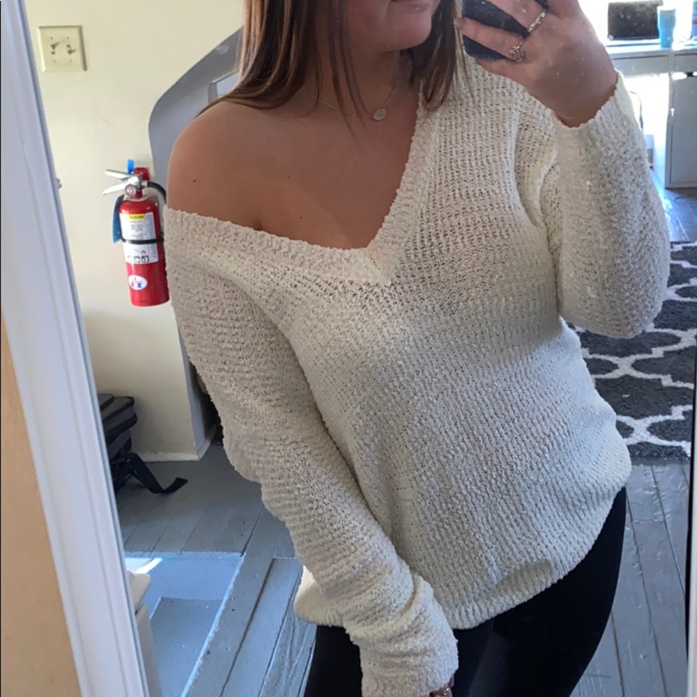Cream open back sweater